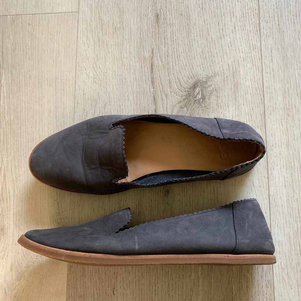 UGG Australia Womens 1018363 Charcoal Grey Scalloped Nubuck Leather Loafers 7